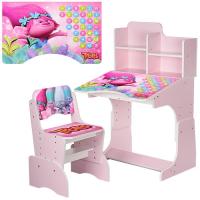 купить Парта с полочками Bambi W 2071-16 Trolls регулируемая по высоте (розовая)