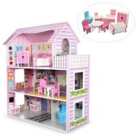 купить Деревянный домик для куклы MD 1204 трехэтажный с мебелью