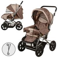 купить Коляска детская прогулочная Bambi M 2407 с чехлом (коричнево-бежевая)