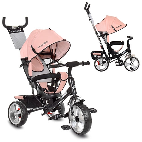Трехколесный велосипед для детей TurboTrike M 3113L-10 колеса EVA (кожа нежно-розовый)