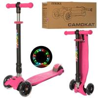 купить Детский складной самокат iTrike JR 3-072-P с рулем 62-83 см (розовый)