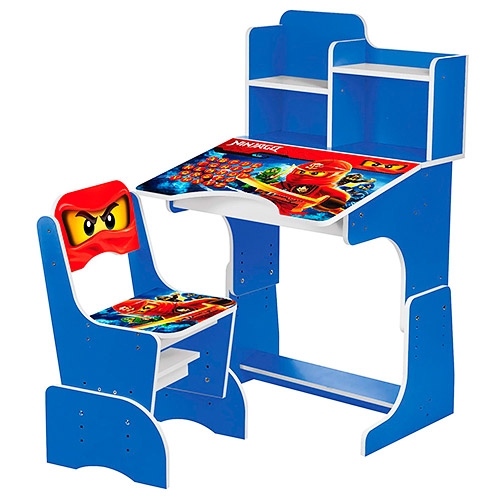 Регулируемая парта для детей W 2071-52-2 Ninjago (синяя)