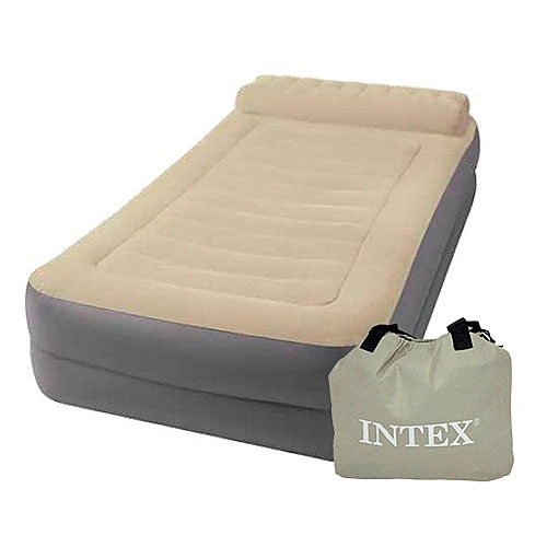 Надувная кровать велюр INTEX 67776 перезаряжаемый насос (191-99-47 см)