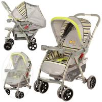 купить Детская прогулочная коляска – книжка BD208-5 c глубокой крышей (серая с зеленым)