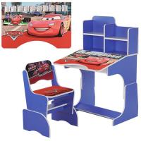 купить Парта детская Bambi W 2071-2-3 Тачки регулируемая по высоте (синяя)