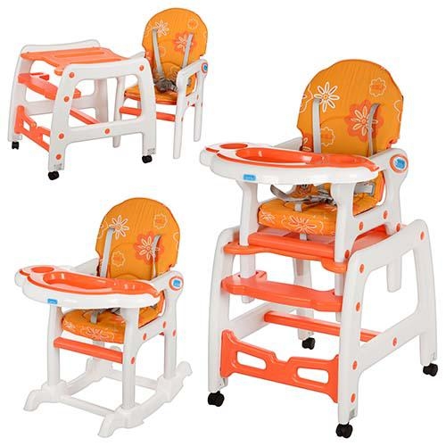 Детский стульчик для кормления Bambi M 1563-7 трансформер (оранжево-белый)