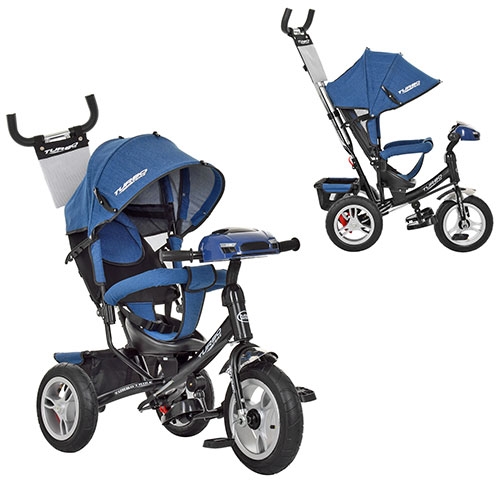 Детский велосипед три надувных колеса Turbotrike M 3115HAJ-16 джинс (черный мат)