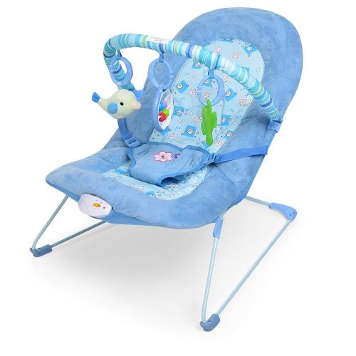 Детский шезлонг-качалка Bambi 30606 с вибрацией (голубой)