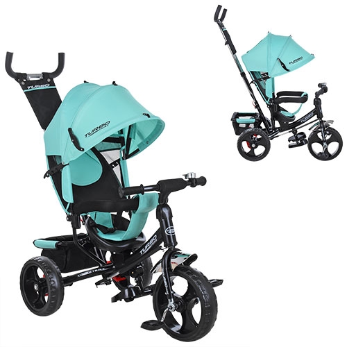 Колясочный велосипед TurboTrike M 3113-15 колеса ЕВА (бирюзовый)
