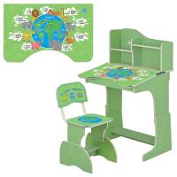 купить Детская парта со стульчиком HB 2071M03-02 полочки (зеленая животные)
