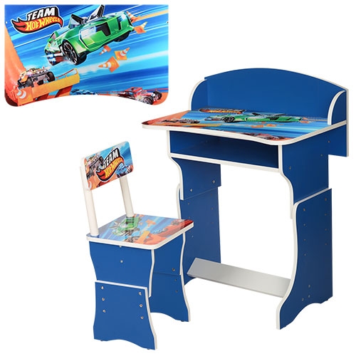 Детская парта 301-22 регулируемая по высоте Hot Wheels (синяя)