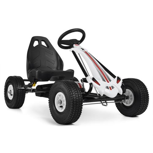 Металлический педальный карт Profi M 3615-1 на резиновых колесах (белый)