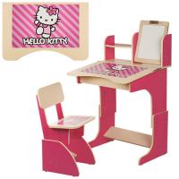 купить Детская парта с магнитной доской - мольбертом F101 Hello Kitty, регулируемая (розовая)
