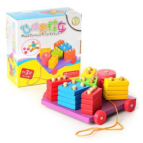 Деревянная игрушка Геометрика Woody MD 0665 каталка