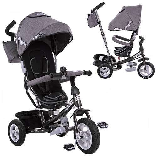 Прогулочный трехколесный велосипед для детей TURBOTRIKE M 3452-1FA (серый)
