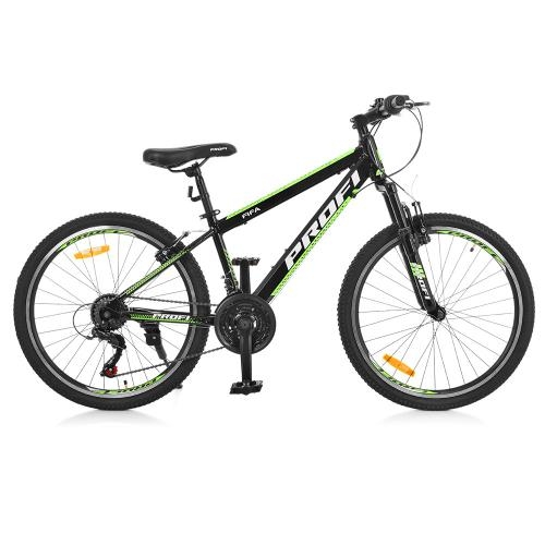 Спортивный велосипед 24 дюйма Profi G24FIFA A24.2 алюминиевая рама 13,5" Shimano (черно-зеленый)