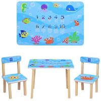 купить Детский столик со стульчиками 501-40 Рыбки деревянный