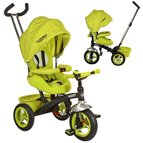 Трехколесный велосипед колясочного типа Turbotrike M 3195-2A с резиновыми колесами (зеленый)