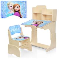 купить Парта со стульчиком для детей W 2071-43-6 регулируемая высота Холодное сердце (венге светлый)