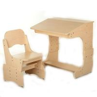 купить Регулируемая парта со стульчиком Е-2071, наклон столешницы (бежевая)