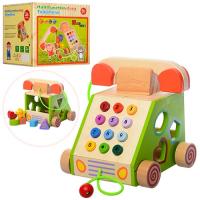 купить Деревянная развивающая игрушка MD 1109 телефон каталка