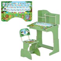 купить Детская парта со стульчиком HB 2071M03-08 полочки (зеленая английский алфавит)
