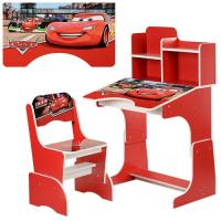 купить Парта с полочками Bambi W 2071-2, регулируемая по высоте (красная Тачки)