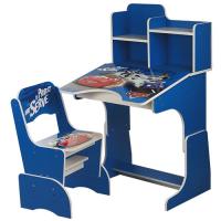 купить Парта с полочками Bambi W 2071-3, регулируемая по высоте (голубая Тачки)