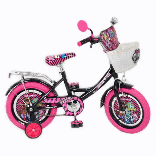 Детский велосипед 14 дюймов P 1457 MH-P Monster High с приставными колесами (черный)