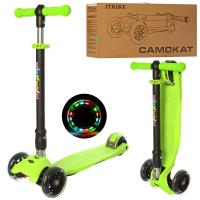 купить Детский складной самокат iTrike JR 3-072-GR с рулем 62-83 см (зеленый)