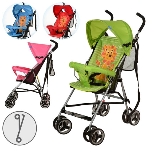 Прогулочная детская коляска BAMBI M 2716 с львенком (розовая красная зеленая голубая)