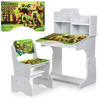 купить Детская парта со стульчиком Черепашки Ниндзя W 2071-68-3 регулируется высота (серая)