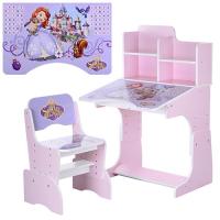 купить Детская парта со стульчиком W 2071-40-2 полочки (розовая)
