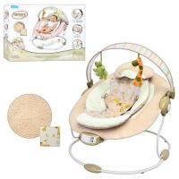 купить Шезлонг - качалка 60683 BAMBI бежевый виброблок два положения 7 мелодий