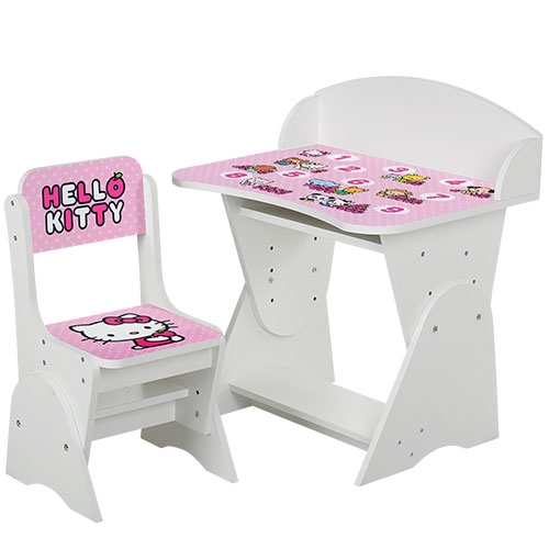 Регулируемая парта со стульчиком ML-315-03-1 Helloy kitty (белая, цифры)