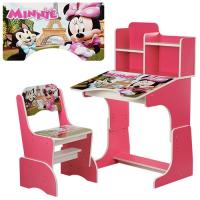 купить Парта с полочками Bambi W 2071-7, регулируемая по высоте (розовая Minnie)