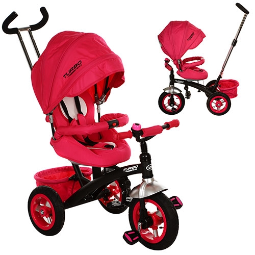 Трехколесный велосипед колясочного типа Turbotrike M 3195-1A с резиновыми колесами (розовый)