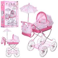 купить Коляска для куклы классика 81021 корзина сумка зонт подушка
