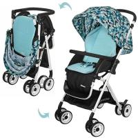 купить Коляска для детей HC300-BLUE прогулочная с корзиной (голубой-черный)