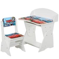 купить Регулируемая парта со стульчиком ML-315-02-1 Тачки (белая, укр.алфавит)