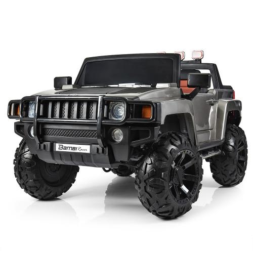Детский электромобиль джип Хаммер Bambi M 3830EBLRS-11 кожаное сиденье и автокраска (серебро)