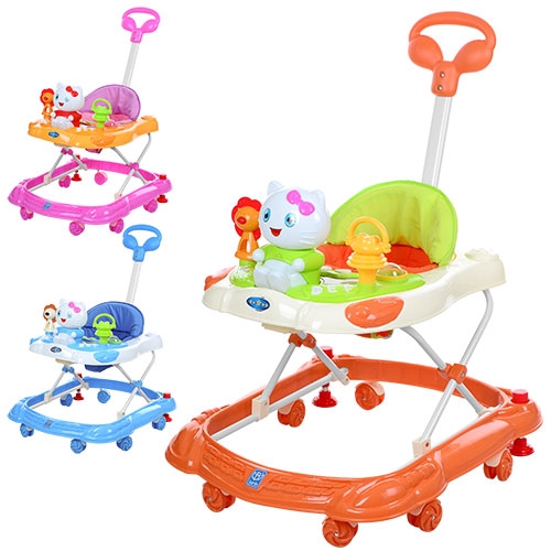 Детские ходунки BAMBI B902TS с родительской ручкой (котик)
