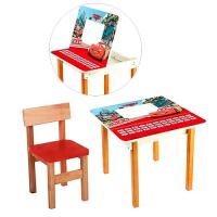 купить Деревянный столик со стульчиком F09-1 Тачки открывается столешница