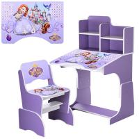 купить Детская парта со стульчиком W 2071-40-3 полочки (фиолетовая)