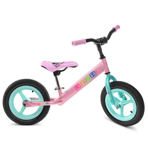 Беговел детский 12 дюймов PROFI KIDS M 3846A-2 с резиновыми колесами (розово-мятный)