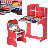 купить Парта для детей со стульчиком W 2071-70-3 Тачки регулируется высота (красная)