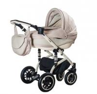 купить Коляска 2 в 1 Adamex Lara 741S Кожа 50% Бежевая Рама 10794