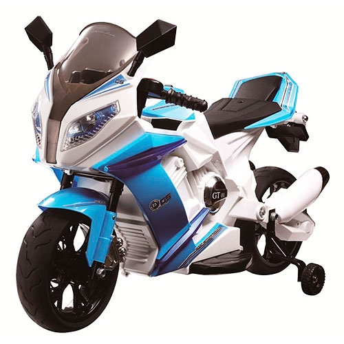 Детский электромобиль мотоцикл Bambi M 2769 E-4-1 ева колеса (бело-синий)