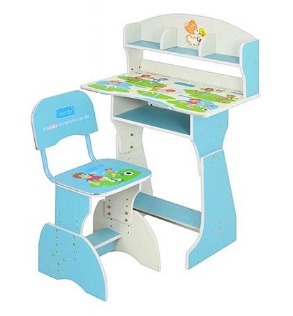 Парта регулируемая со стульчиком Bambi HB 2070 R-04-7 русский язык (голубая)
