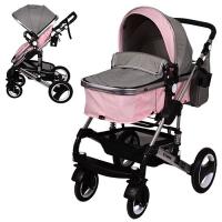 купить Коляска для детей El Camino ME 1006-8-11 GRANDE универсальная книжка (серо-розовая)